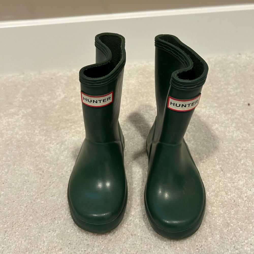 Hunter Dark Green Waterproof Kids Boots